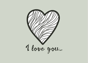 Valentines Day theme coloring book. doodle antistress hand drawn mail letter with heart shape and text I Love You. Zen tangle style, Greeting card