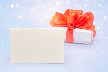 box with satin ribbon , cope space. happy valentine's day, birthday, March 8