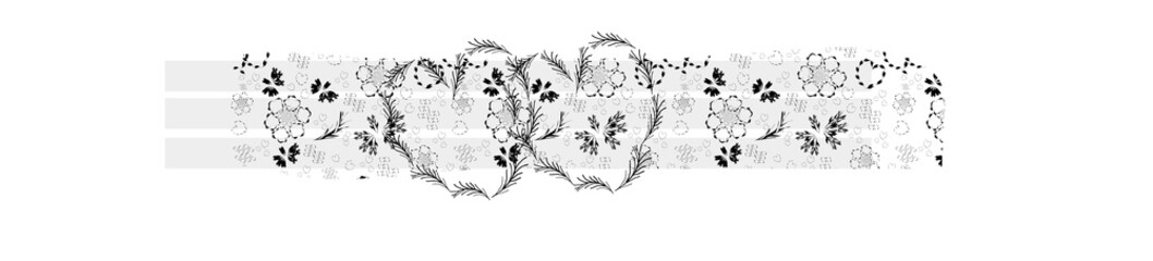 Banner simple graphics heart patterned black and white
