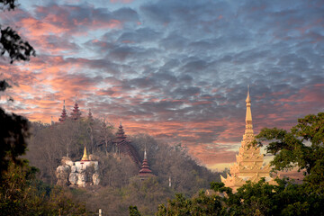 Golden pagodas and temples on sagaing hill, a 240 metres (790 ft) hill with many pagodas and...