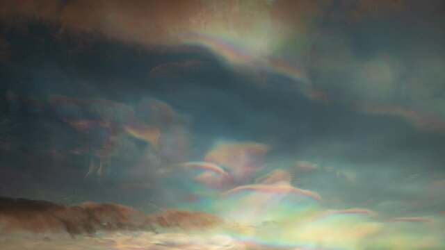 Colorful nacreous polar stratospheric clouds pastel colors timelapse