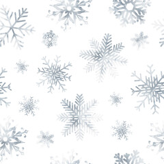 Fototapeta premium Beautiful seamless pattern with snowflakes on a white background.