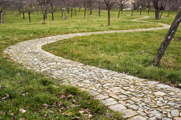 Stone pathway in a park