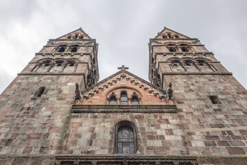 Church of Saint Faith of Selestat (Eglise Sainte-Foy de Selestat) - major Romanesque architecture landmark in Selestat. Church dates back to XII century. Selestat, Alsace, France.
