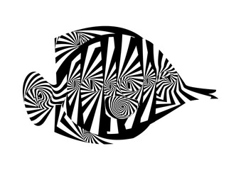design for decoration with abstract pieces forming a tropical fish