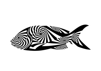 Fototapeta na wymiar design for decoration with abstract pieces forming a tropical fish