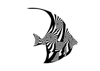 design for decoration with abstract pieces forming a tropical fish