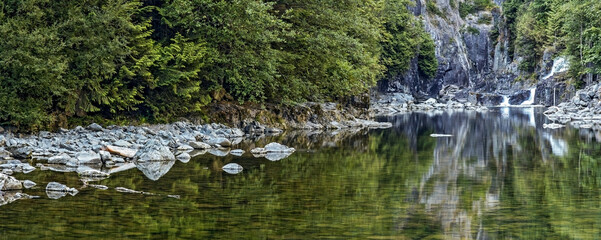 Panoramic river scenic, Capilano River Regional Park, Vancouver, British Columbia, Canada_08242006_0002.