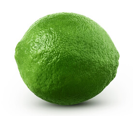 Fresh lime with leaf isolated on white background    
