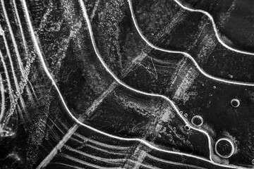 abstrakte Eisstruktur als Grafik,  Hintergrund schwarz weiß