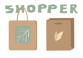 Shopper, ecological shopping bag with handles, fabric, paper