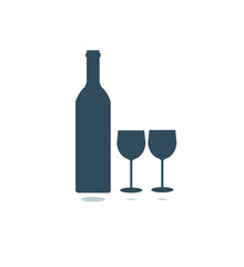 Black and White Bottle of Wine with glasses.
