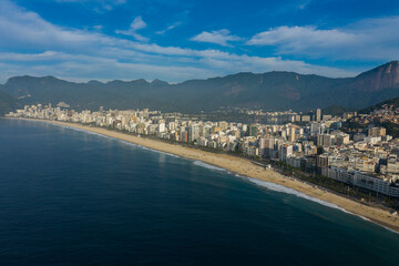 Aerial view of Ipanema and Leblon district, Rio de Janeiro Brazil, South America. 