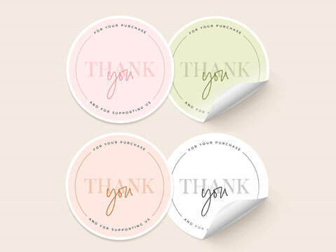 Set of 4 Color Thank You Stickers