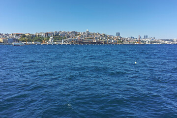 Panorama from Bosporus and Golden Horn in city of Istanbul