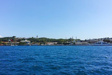 Fototapeta premium Panorama from Bosporus and Golden Horn in city of Istanbul