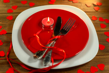 place setting for valentine