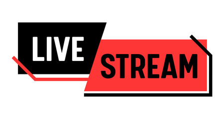 Live Stream, Banner. Video News Broadcasting, Vlog Streaming or Tv Screen Presentation Emblem. Online Channel Live Event