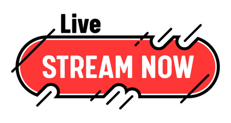 Stream Now Banner, Live Streaming Tv Screen Emblem. Radio Broadcasting or Video News Online Channel, Live Stream Event