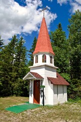 Fototapeta na wymiar Emo, Ontario, Canada is home to the Norlund Chapel, one of the smallest churches in Canada. Built by two local men in 1973 and measuring just 8' x 10' the chapel can only hold eight people at a time.