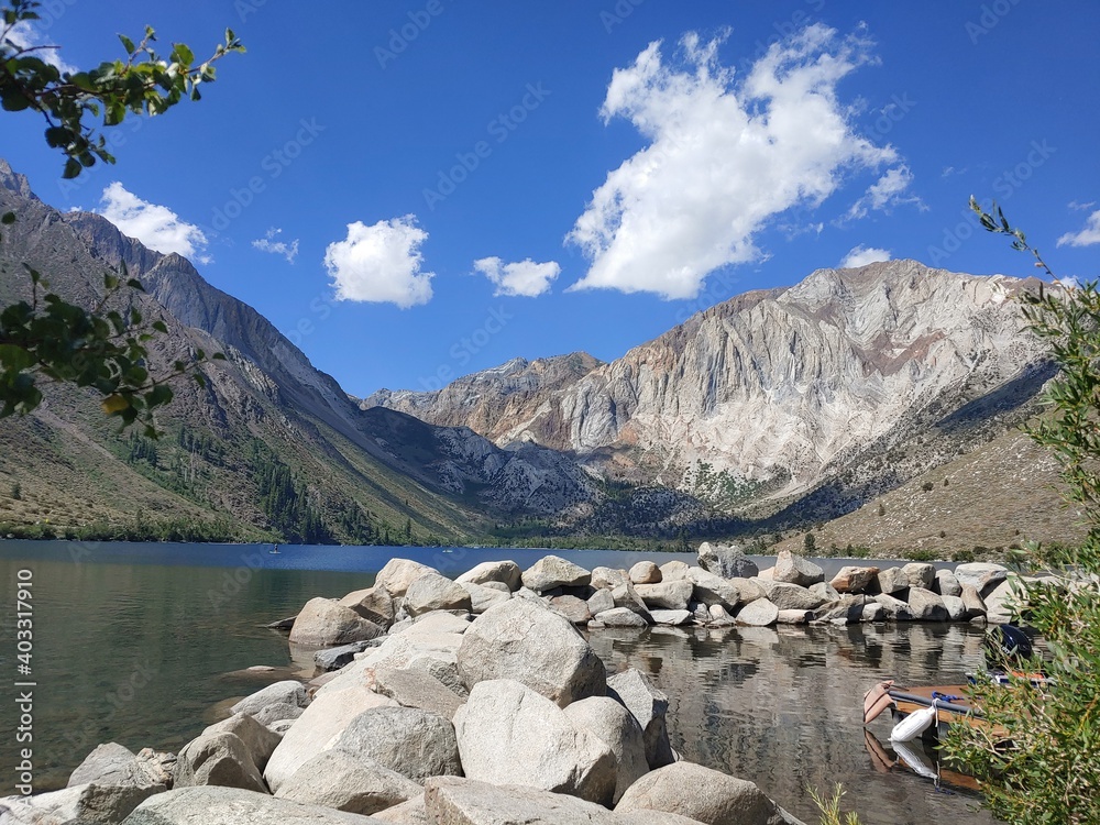 Wall mural lake and blue sky