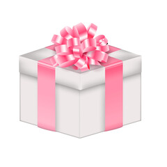 Realistic 3D Gift Box with Bow and Ribbon. Vector Illustration EPS10