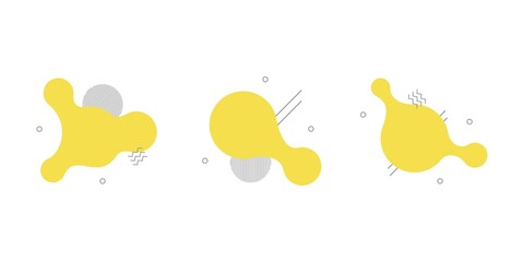 Vector set of fluid isolated abstract geometric illuminating yellow and gray shapes for modern website and graphic design on the white background.