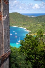 St. John USVI looking down from the Great House ruins onto Maho Beach