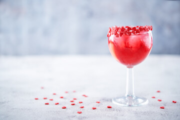 Red Valentine's day cocktail in a glass