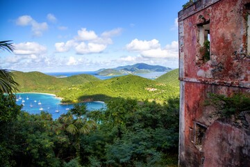 St. John USVI looking down from the Great House ruins onto Maho Beach