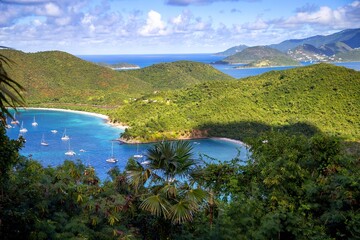 St. John USVI looking down from the Great House ruins onto Maho Beach