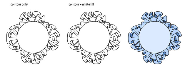 Set of cute round frame templates with textile ruffles. Colored isolated decorative copy space vector illustration	