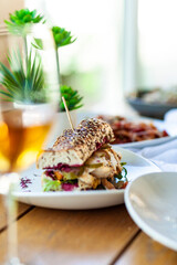 sandwich with chicken close up 