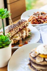 Healty sanwich with chicken and vegetables