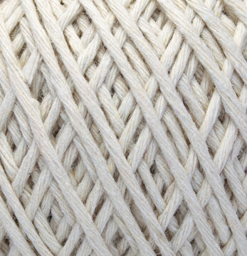 Close Up Of A Ball Of Twine With Soft Off White Textures