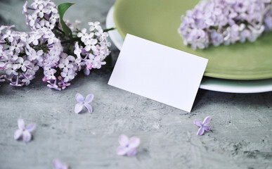 Decorated stone table with lilac