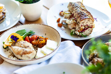 grilled chicken with rice and cheese