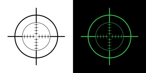 Gun Sight Crosshairs Bullseye Isolated Vector Illustration in Black and Green