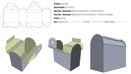 Gift box packaging design template crash lock bottom gluing die cut - vector