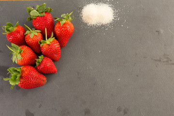 Slate with strawberries  to write a message