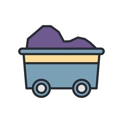 Mining trolley icon in flat design style.
