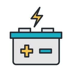 Battery icon in flat design style.