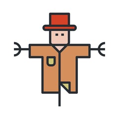 Scarecrow flat icon isolated on white background.