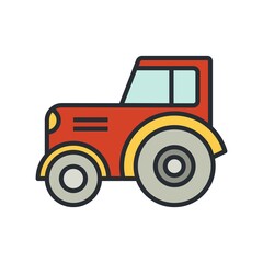 Naklejka premium Tractor icon in flat design style. Farmer machine for harvesting.