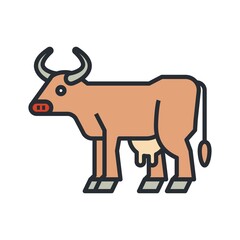 Cow icon. Farm domestic animal, diary cattle symbol. Flat design for usage at banners, print, newsletters, etc.