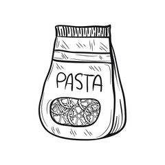 Vector pasta package isolated on white background. Hand drawn pasta