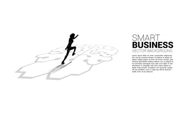 businessman running on brain icon graphic on floor. icon for business planning and strategy thinking