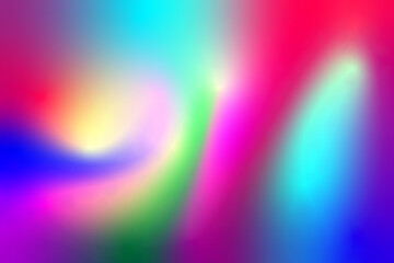 Psychedelic holographic background. Magic rainbow space. Blurry gradient transitions from one color to another. Raster illustration.