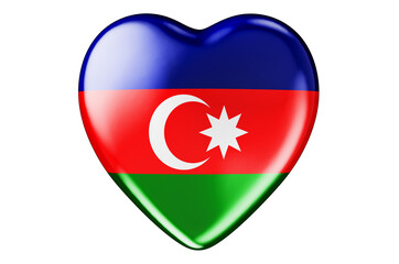 Heart with Azerbaijani flag, 3D rendering