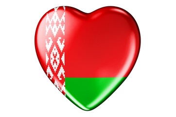 Fototapeta premium Heart with Belarusian flag, 3D rendering